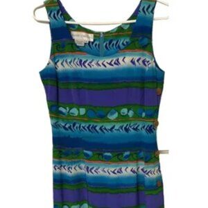 Maggie London Womens 100% Silk Sleeveless Multicolored 1/2 Buttoned Side Size 4